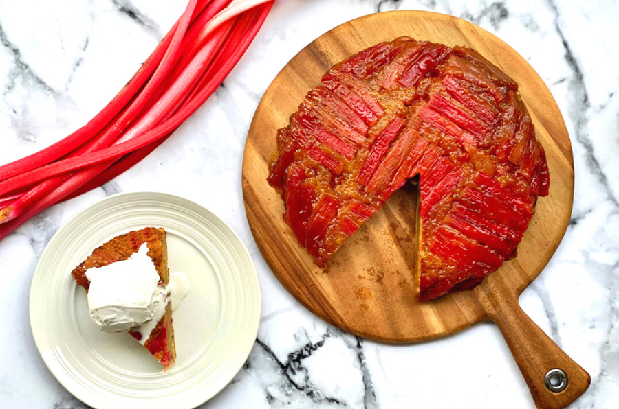 Cardamom, Ginger & Rhubarb Upside Down Cake